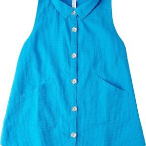 Teezher Aqua Blue Sleeveless Button Down Blouse Size Small